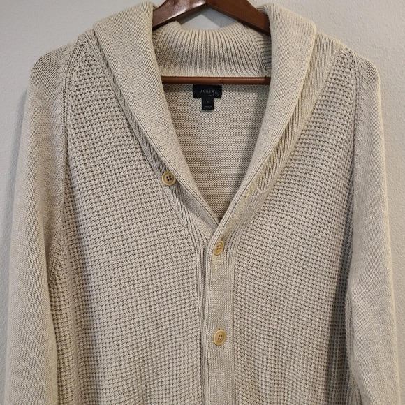 J Crew Gray Cotton Knit Shawl Collar Cardigan Sweater - Picture 2 of 4